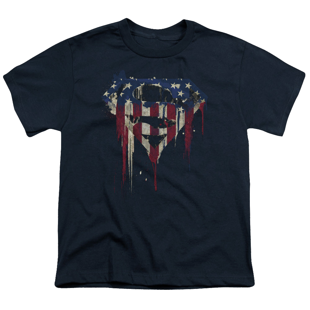 Superman Bleeding Shield - Youth T-Shirt Youth T-Shirt (Ages 8-12) Superman   