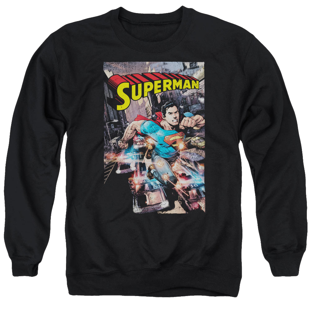 Superman Action One - Men's Crewneck Sweatshirt Men's Crewneck Sweatshirt Superman   
