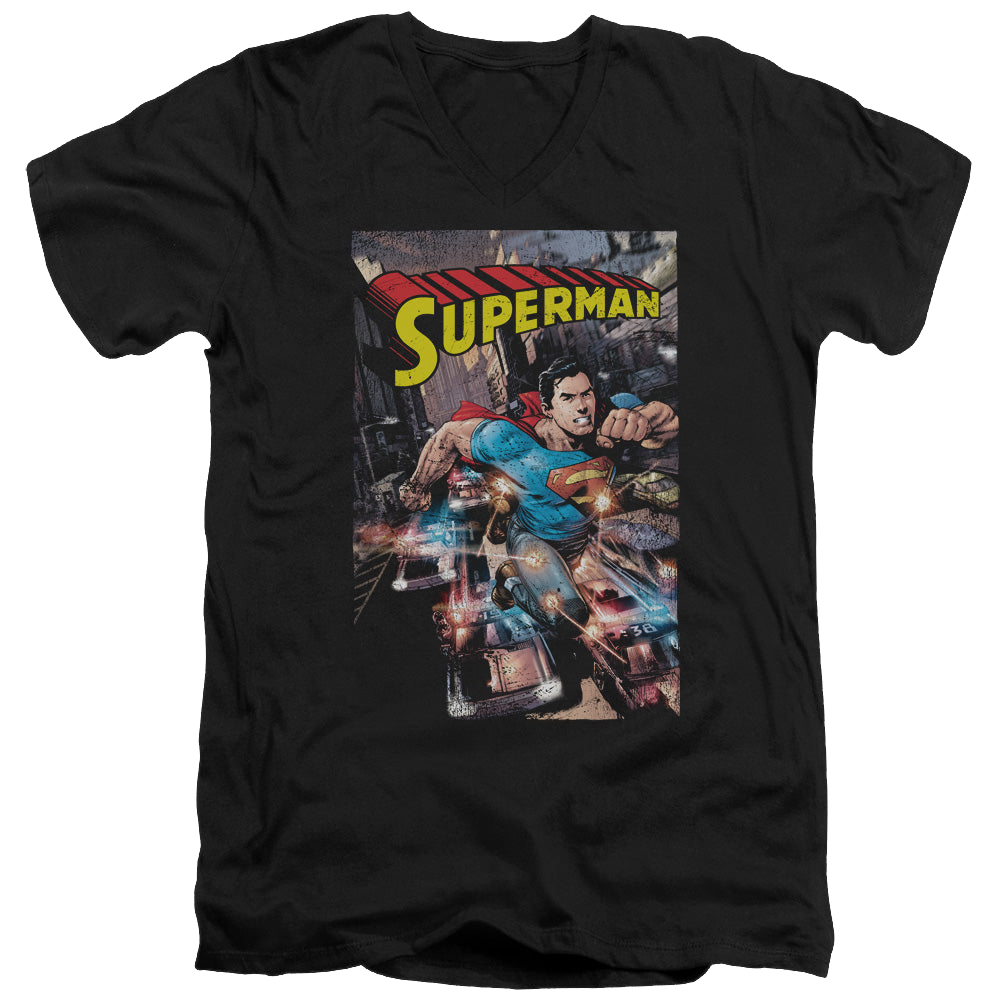 Superman Action One - Men's V-Neck T-Shirt Men's V-Neck T-Shirt Superman   
