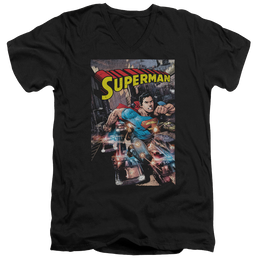 Superman Action One - Men's V-Neck T-Shirt Men's V-Neck T-Shirt Superman   
