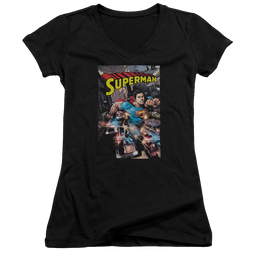 Superman Action One - Juniors V-Neck T-Shirt Juniors V-Neck T-Shirt Superman   