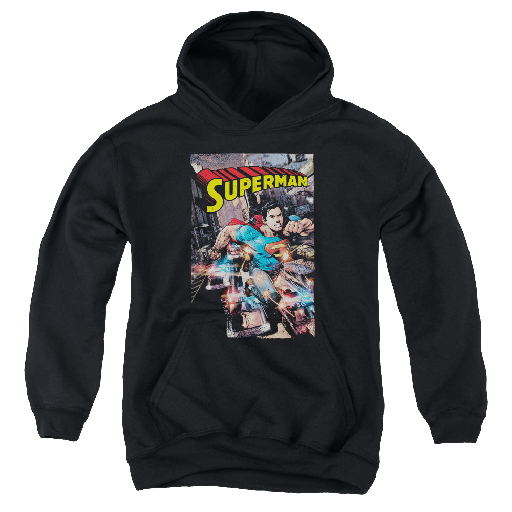 Superman Action One - Youth Hoodie Youth Hoodie (Ages 8-12) Superman   