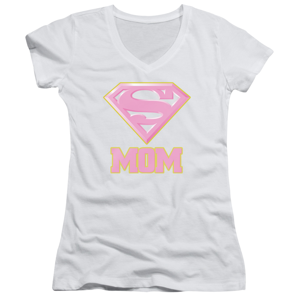 Superman Super Mom Pink - Juniors V-Neck T-Shirt Juniors V-Neck T-Shirt Superman   