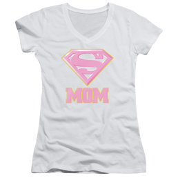 Superman Super Mom Pink - Juniors V-Neck T-Shirt Juniors V-Neck T-Shirt Superman   