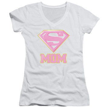 Superman Super Mom Pink - Juniors V-Neck T-Shirt Juniors V-Neck T-Shirt Superman   
