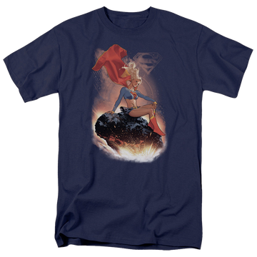 Navy men's regular fit t-shirt with Superman Supergirl Ride It Out graphic