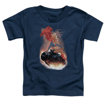 Navy toddler t-shirt with Superman Supergirl Ride It Out graphic