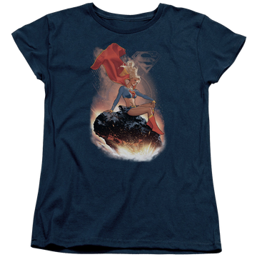 Navy women's t-shirt with Superman Supergirl Ride It Out graphic