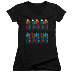Superman Super Booths - Juniors V-Neck T-Shirt Juniors V-Neck T-Shirt Superman   