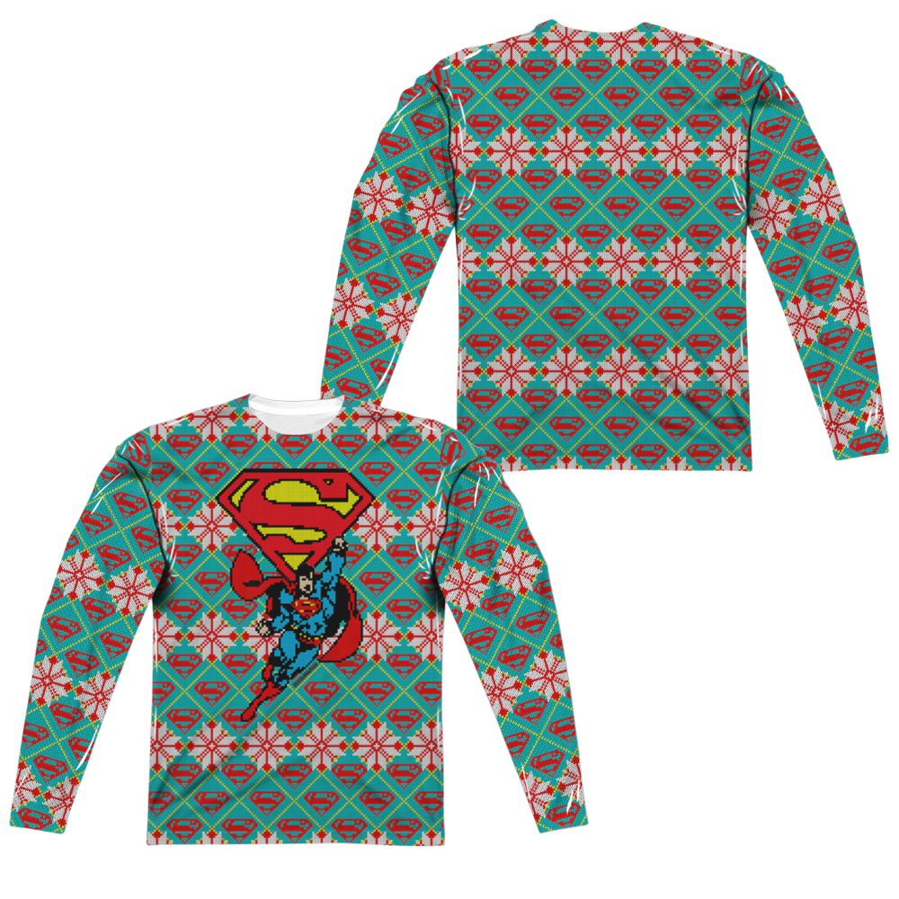 Superman Super Sweater (Front/Back Print) - Men's All-Over Print Long Sleeve Men's All-Over Print Long Sleeve Superman   