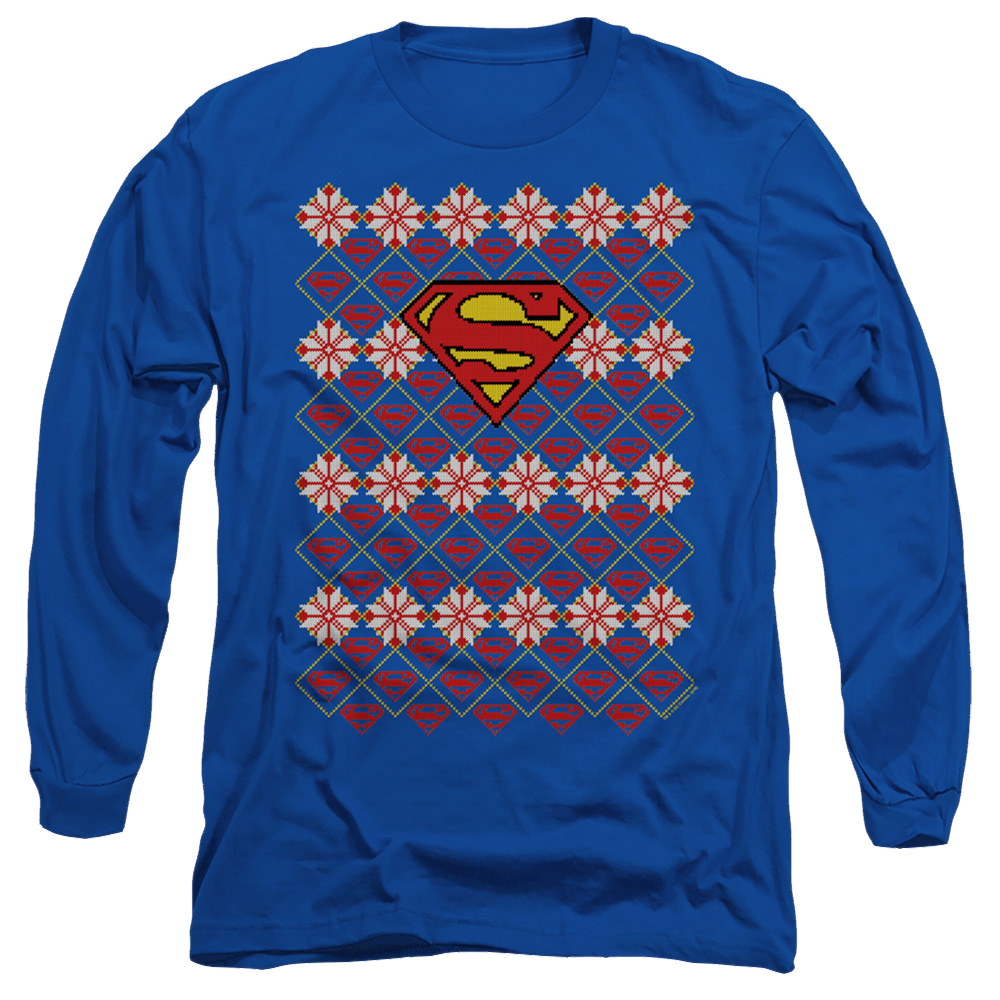 Superman Superman Christmas Sweater - Men's Long Sleeve T-Shirt Men's Long Sleeve T-Shirt Superman   