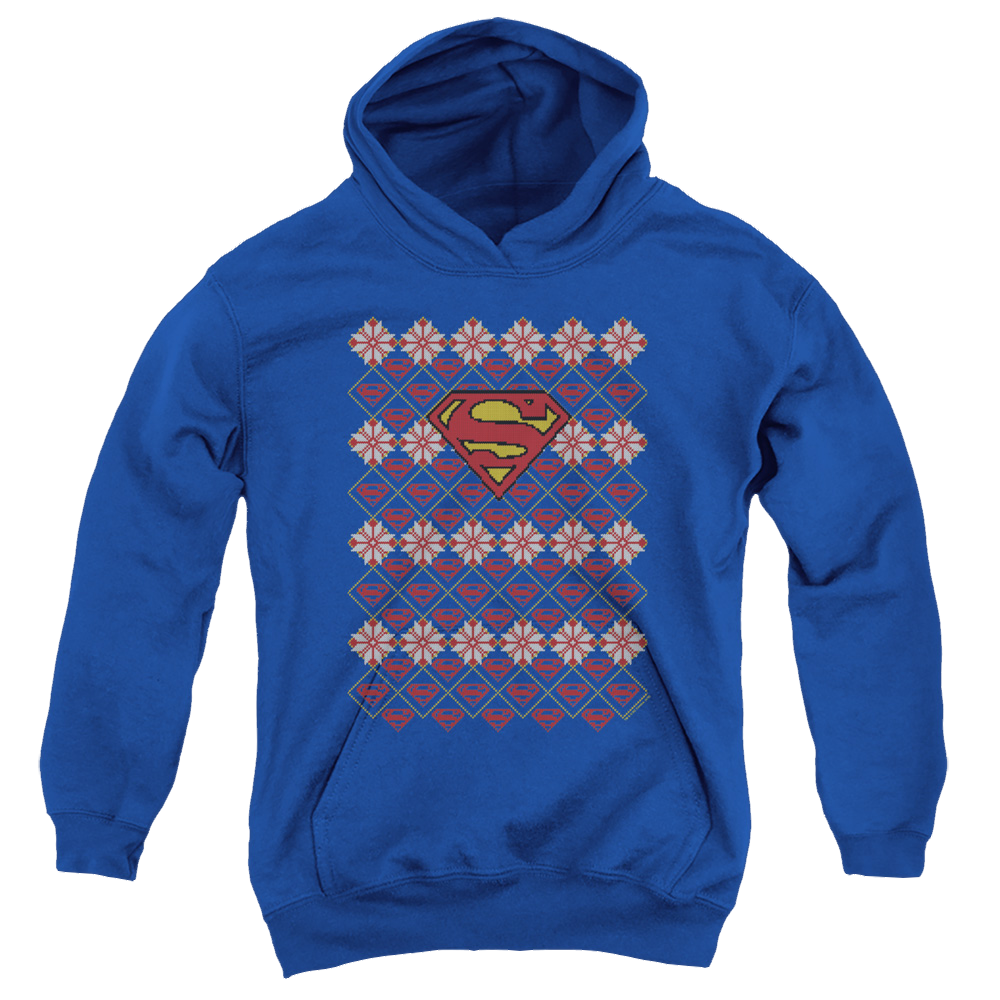 Superman Superman Christmas Sweater - Youth Hoodie Youth Hoodie (Ages 8-12) Superman   