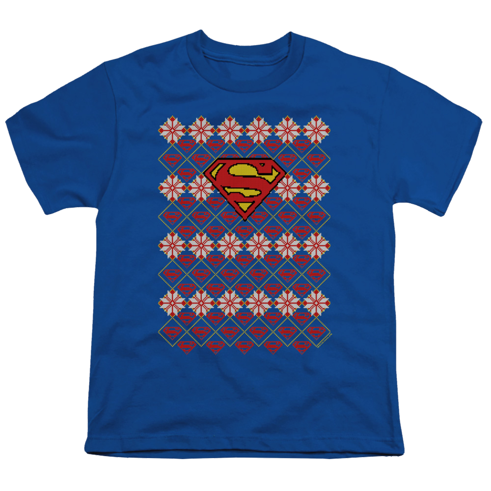 Superman Superman Christmas Sweater - Youth T-Shirt Youth T-Shirt (Ages 8-12) Superman   
