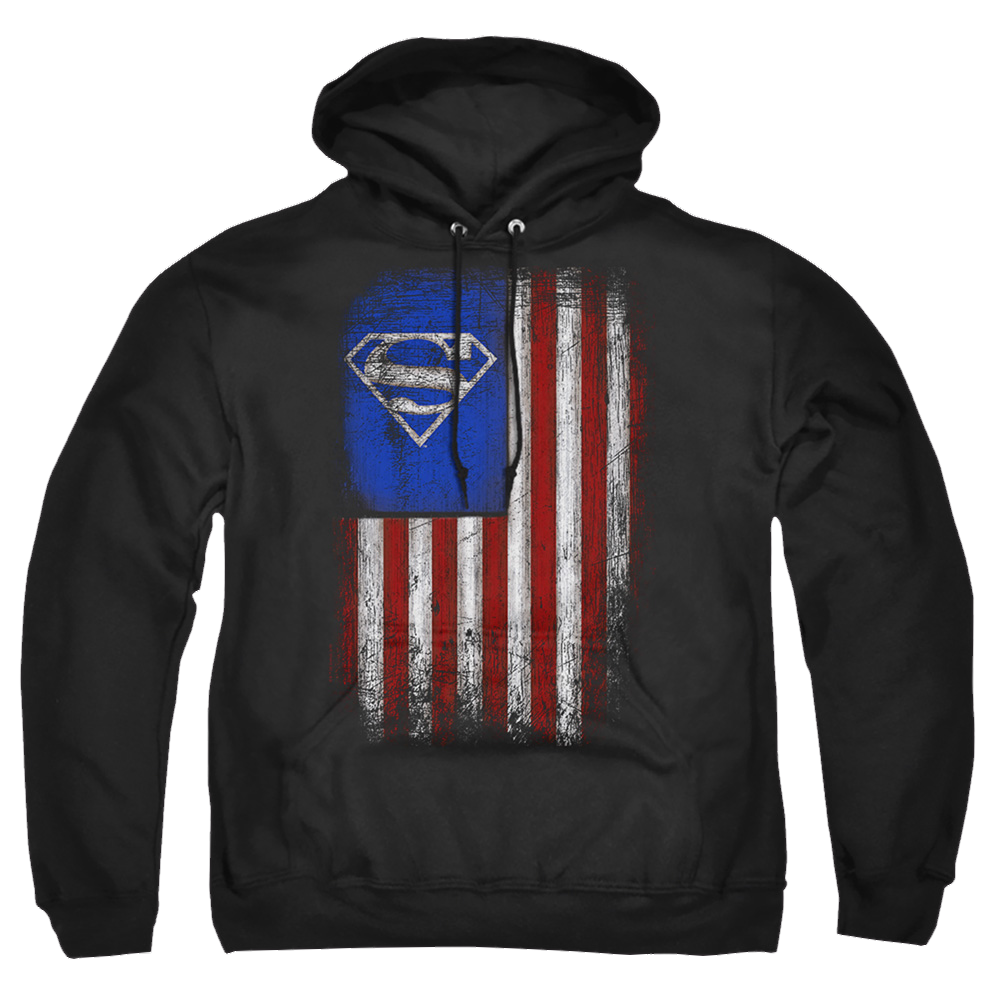 Superman Old Glory Shield - Pullover Hoodie Pullover Hoodie Superman   