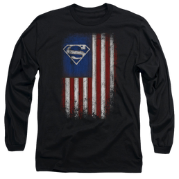 Superman Old Glory Shield - Men's Long Sleeve T-Shirt Men's Long Sleeve T-Shirt Superman   