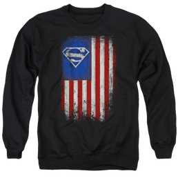 Superman Old Glory Shield - Men's Crewneck Sweatshirt Men's Crewneck Sweatshirt Superman   