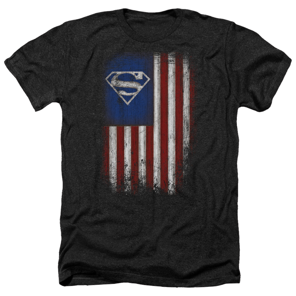 Superman Old Glory Shield - Men's Heather T-Shirt Men's Heather T-Shirt Superman   