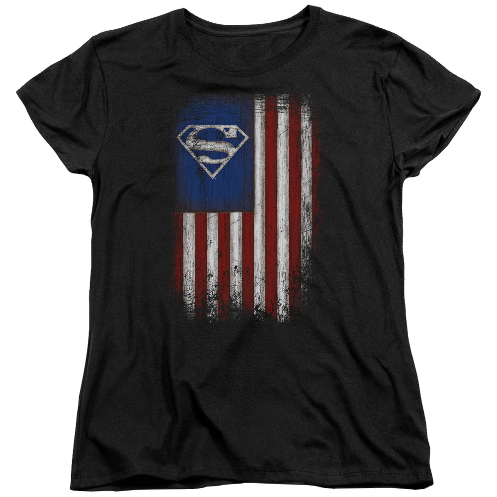 Superman Old Glory Shield - Women's T-Shirt Women's T-Shirt Superman   