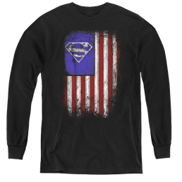 Superman Old Glory Shield - Youth Long Sleeve T-Shirt Youth Long Sleeve T-Shirt Superman   