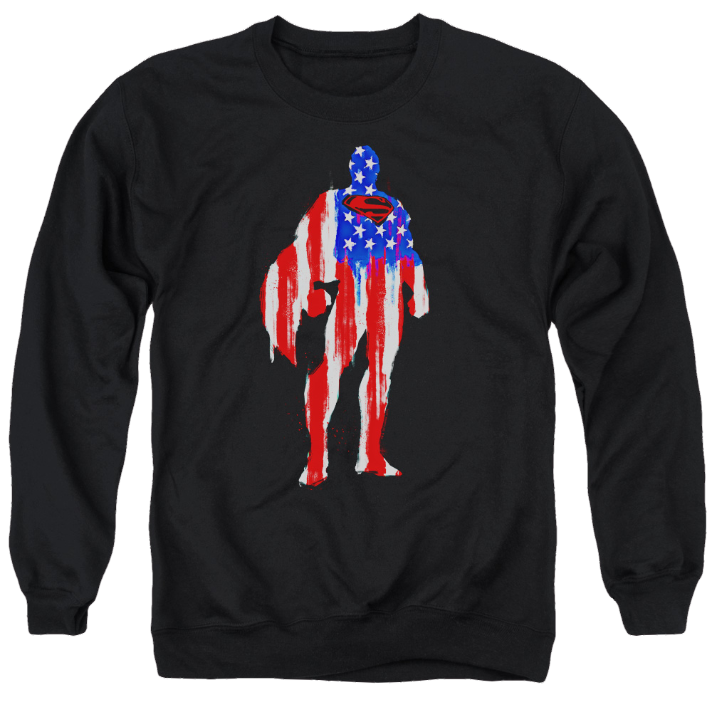 Superman Flag Silhouette - Men's Crewneck Sweatshirt Men's Crewneck Sweatshirt Superman   