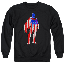 Superman Flag Silhouette - Men's Crewneck Sweatshirt Men's Crewneck Sweatshirt Superman   