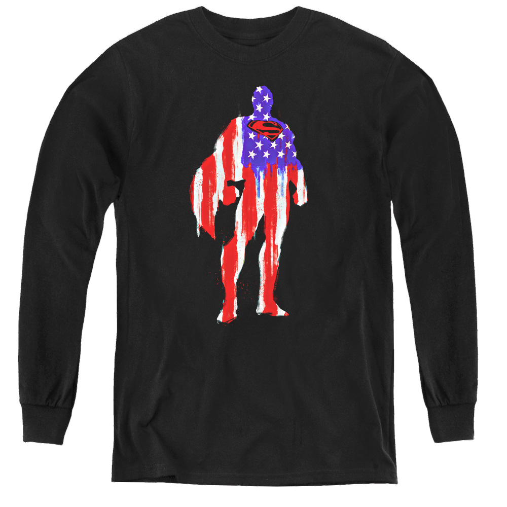 Superman Flag Silhouette - Youth Long Sleeve T-Shirt Youth Long Sleeve T-Shirt Superman   