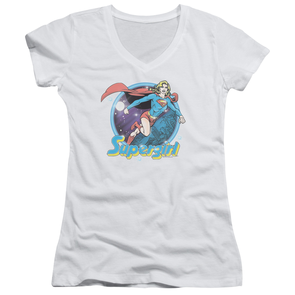 Superman Supergirl Airbrush - Juniors V-Neck T-Shirt Juniors V-Neck T-Shirt Superman   