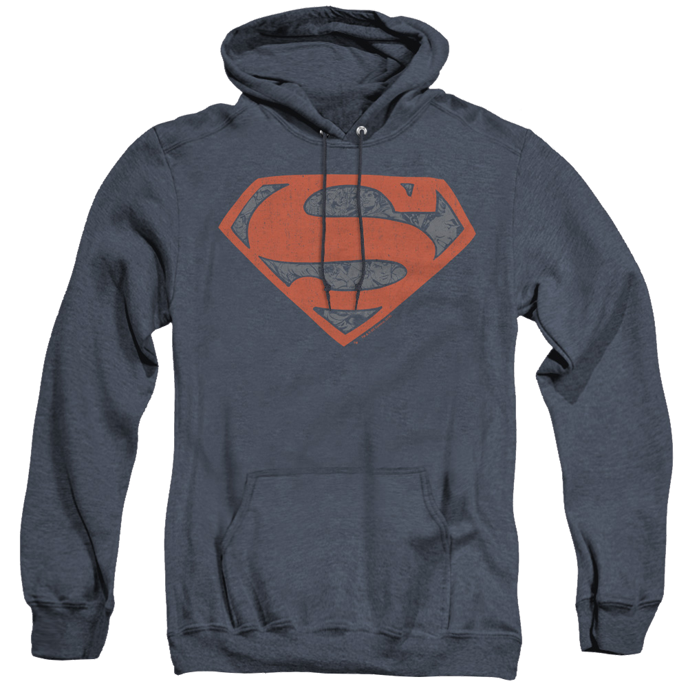 Superman Vintage Shield Collage - Heather Pullover Hoodie Heather Pullover Hoodie Superman   