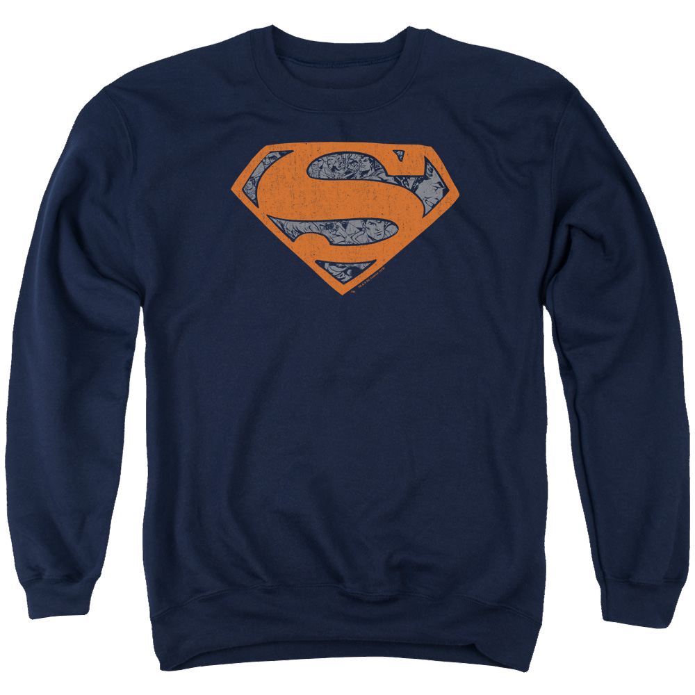 Superman Vintage Shield Collage - Men's Crewneck Sweatshirt Men's Crewneck Sweatshirt Superman   