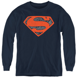 Superman Vintage Shield Collage - Youth Long Sleeve T-Shirt Youth Long Sleeve T-Shirt Superman   