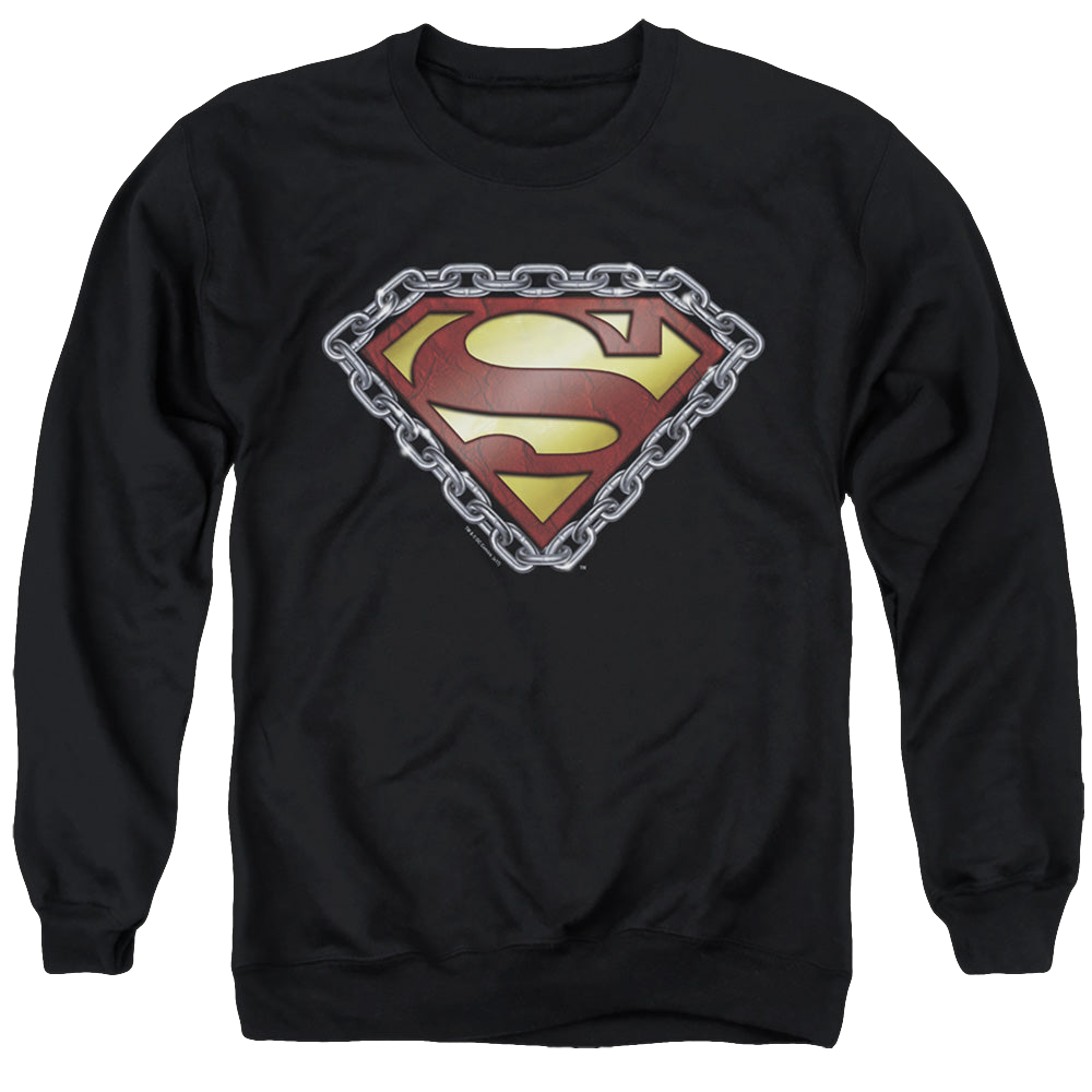 Superman Chained Shield - Men's Crewneck Sweatshirt Men's Crewneck Sweatshirt Superman   