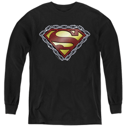 Superman Chained Shield - Youth Long Sleeve T-Shirt Youth Long Sleeve T-Shirt Superman   