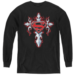 Superman Gothic Steel Logo - Youth Long Sleeve T-Shirt Youth Long Sleeve T-Shirt Superman   