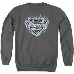 Superman Man Of Steel Shield - Men's Crewneck Sweatshirt Men's Crewneck Sweatshirt Superman   