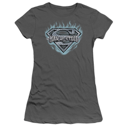 Superman Man Of Steel Shield - Juniors T-Shirt Juniors T-Shirt Superman   