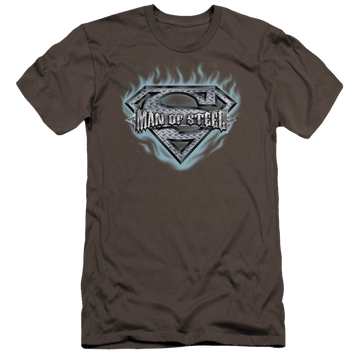 Charcoal men's premium slim fit t-shirt with Superman Man Of Steel Shield graphic