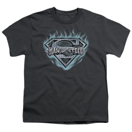 Superman Man Of Steel Shield - Youth T-Shirt Youth T-Shirt (Ages 8-12) Superman   