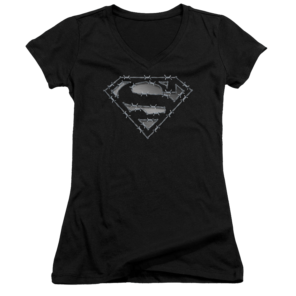 Superman Barbed Wire - Juniors V-Neck T-Shirt Juniors V-Neck T-Shirt Superman   