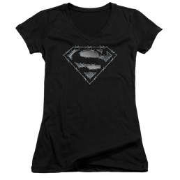 Superman Barbed Wire - Juniors V-Neck T-Shirt Juniors V-Neck T-Shirt Superman   
