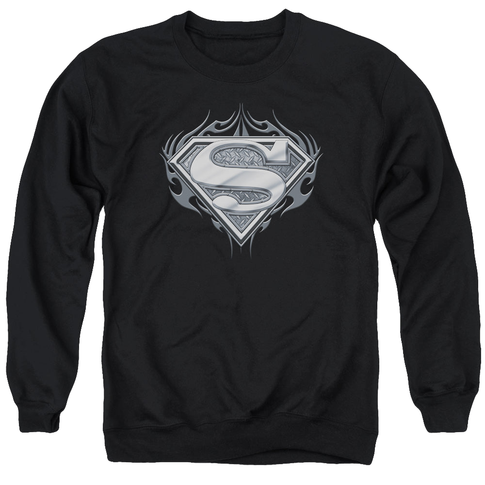 Superman Biker Metal - Men's Crewneck Sweatshirt Men's Crewneck Sweatshirt Superman   