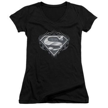 Superman Biker Metal - Juniors V-Neck T-Shirt Juniors V-Neck T-Shirt Superman   