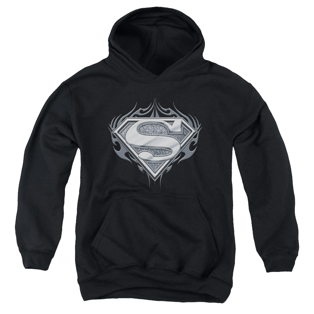 Superman Biker Metal - Youth Hoodie Youth Hoodie (Ages 8-12) Superman   