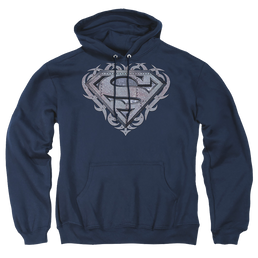 Superman Tribal Steel Shield - Pullover Hoodie Pullover Hoodie Superman   