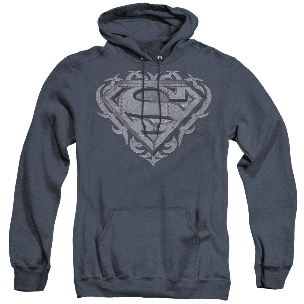 Superman Tribal Steel Shield - Heather Pullover Hoodie Heather Pullover Hoodie Superman   
