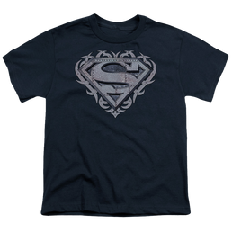 Superman Tribal Steel Shield - Youth T-Shirt Youth T-Shirt (Ages 8-12) Superman   