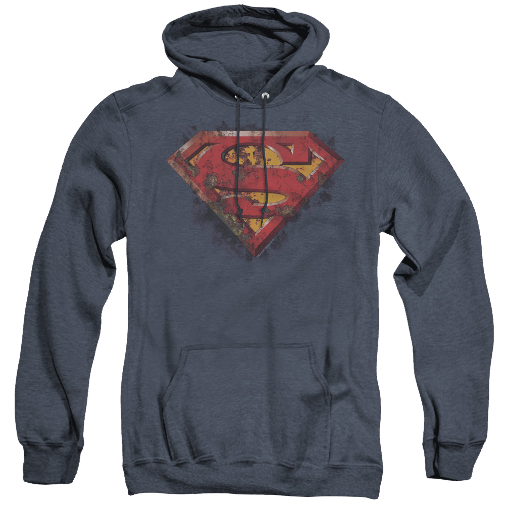 Superman Rusted Shield - Heather Pullover Hoodie Heather Pullover Hoodie Superman   