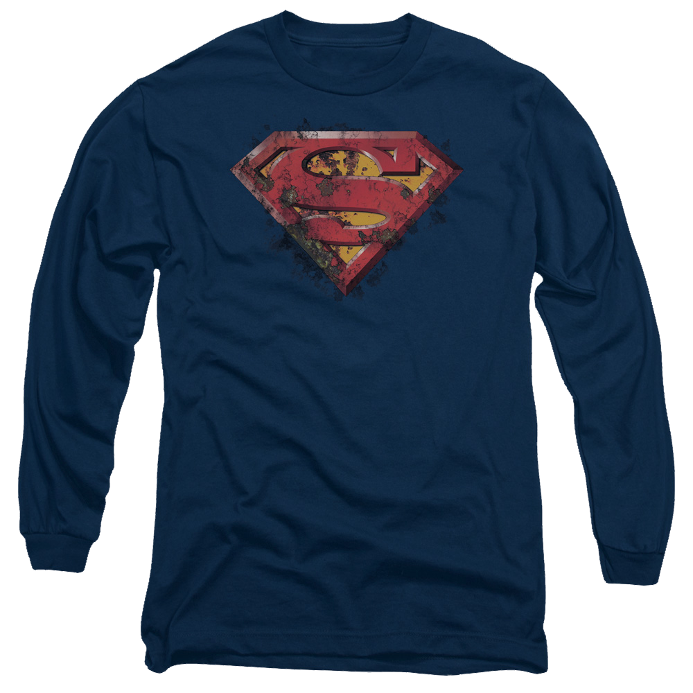 Superman Rusted Shield - Men's Long Sleeve T-Shirt Men's Long Sleeve T-Shirt Superman   