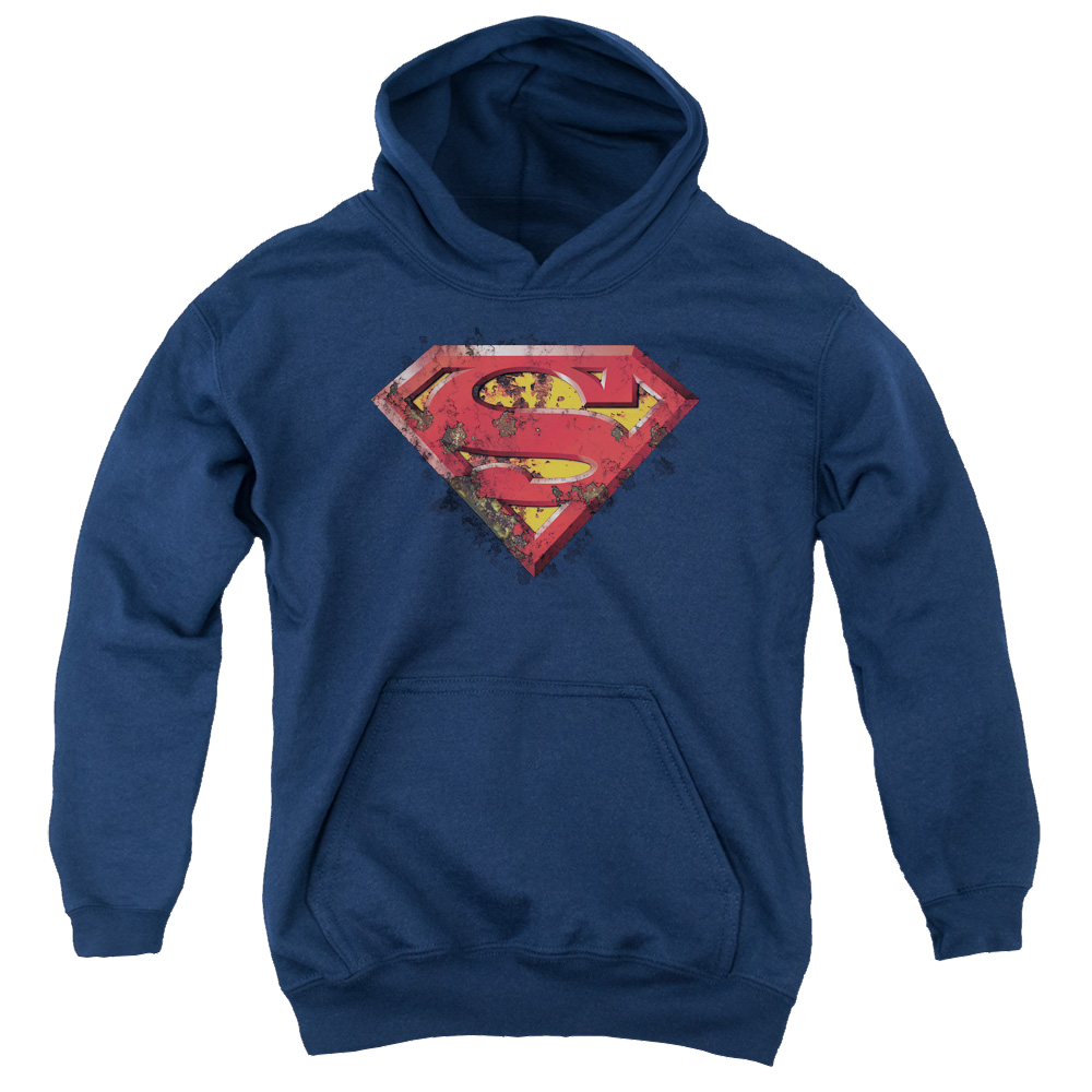 Superman Rusted Shield - Youth Hoodie Youth Hoodie (Ages 8-12) Superman   