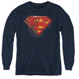 Superman Rusted Shield - Youth Long Sleeve T-Shirt Youth Long Sleeve T-Shirt Superman   