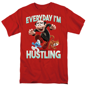 Red men's regular fit t-shirt with The Smurfs Gargamel graphic